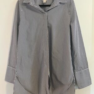 J. Crew Navy and White Striped Shirt